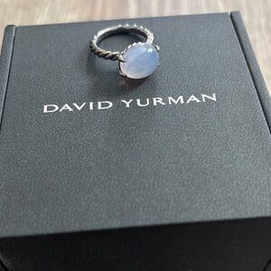 David Yurman Silver Ring with Light Blue Stone